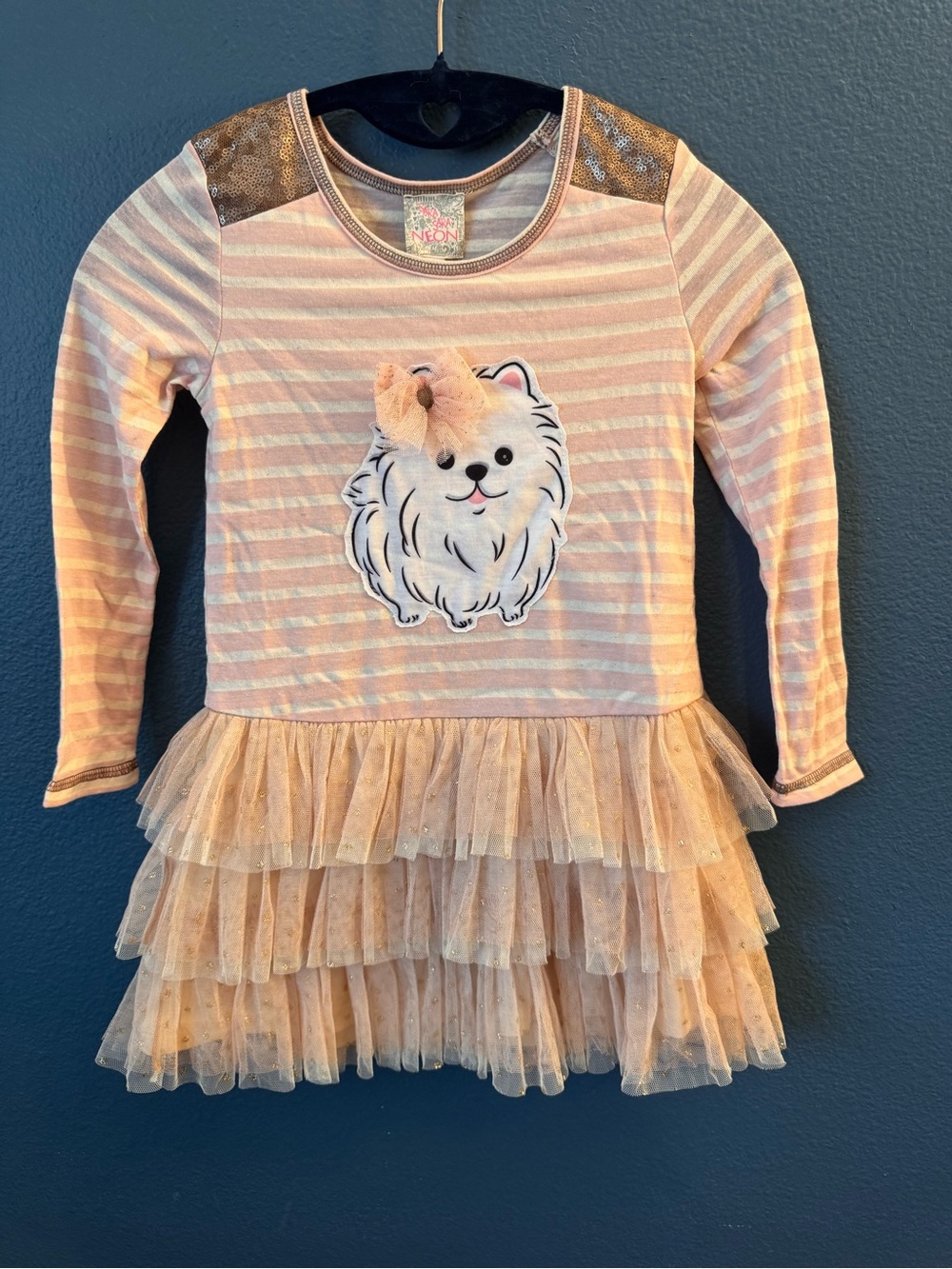 Sara Sara Pink and Cream Striped Kitty Dress